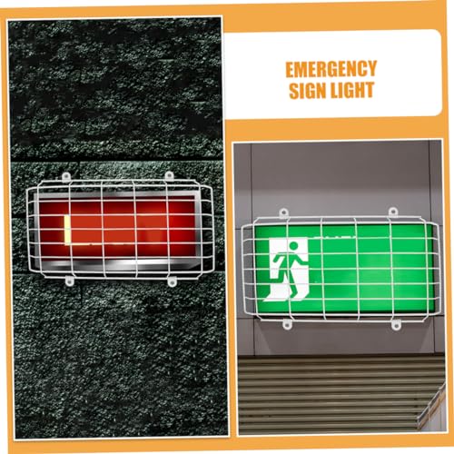 Balacoo 2pcs School Evacuation Sign Indicator Light Exit Sign Protective Cage Emergency Signal Damage Stopper Wire Guard for Emergency Light Emergency Light Metal Cover Iron White