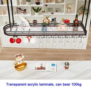 Ceiling Glass Rack Ceiling Hanging Rack,Adjustable Height,Metal Holder Stemare Goblets,for Bars Restaurants Kitchens,Can Bear 100KG