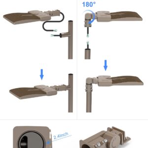 KUKUPPO 480 Volt 400W LED Parking Lot Light 60,000LM, Industrial Grade LED Shoebox Parking Pole Mount Light 5000K IP65 Waterproof Outdoor Commercial Area Lighting with Slip Fitter 277-480VAC