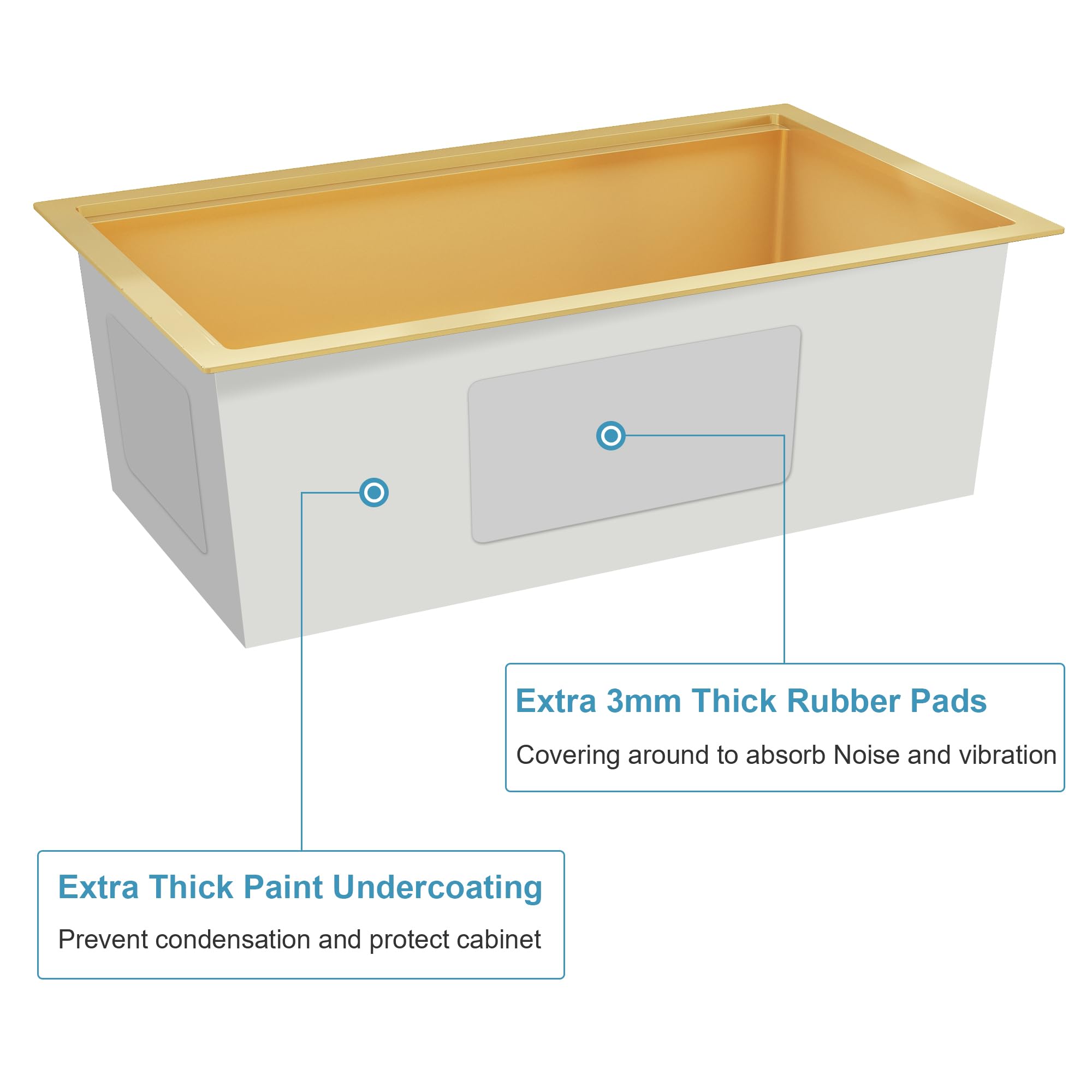 JoviPrime 32 Inch Gold Kitchen Sink Workstation Undermount Stainless Steel 16 Gauge Kitchen Sink Handmade Deep Single Bowl Kitchen Sink with Accessories 32" x 18" x 10"