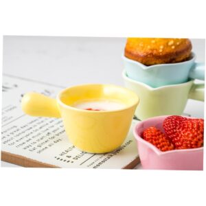 FUNOMOCYA Ceramic Cookware Small Soup Pot Mini Serving Bowl Sauce Bowl Powdered Creamer for Milk Pan with Handle Boot Pot Snack Plate Cereal Bowls Noodle Saucepan Coffee Creamer Pink