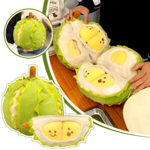 CQJJTKX Creative Detachable Durian Plush Toy, Fruit Durian Plush Toy, Durian Plush Pillow, Cute Peeling Durian Plush Doll, Soft Vivid Fruits Doll Plush,Fruit Plush Toy Gifts for Christmas,Birthday A