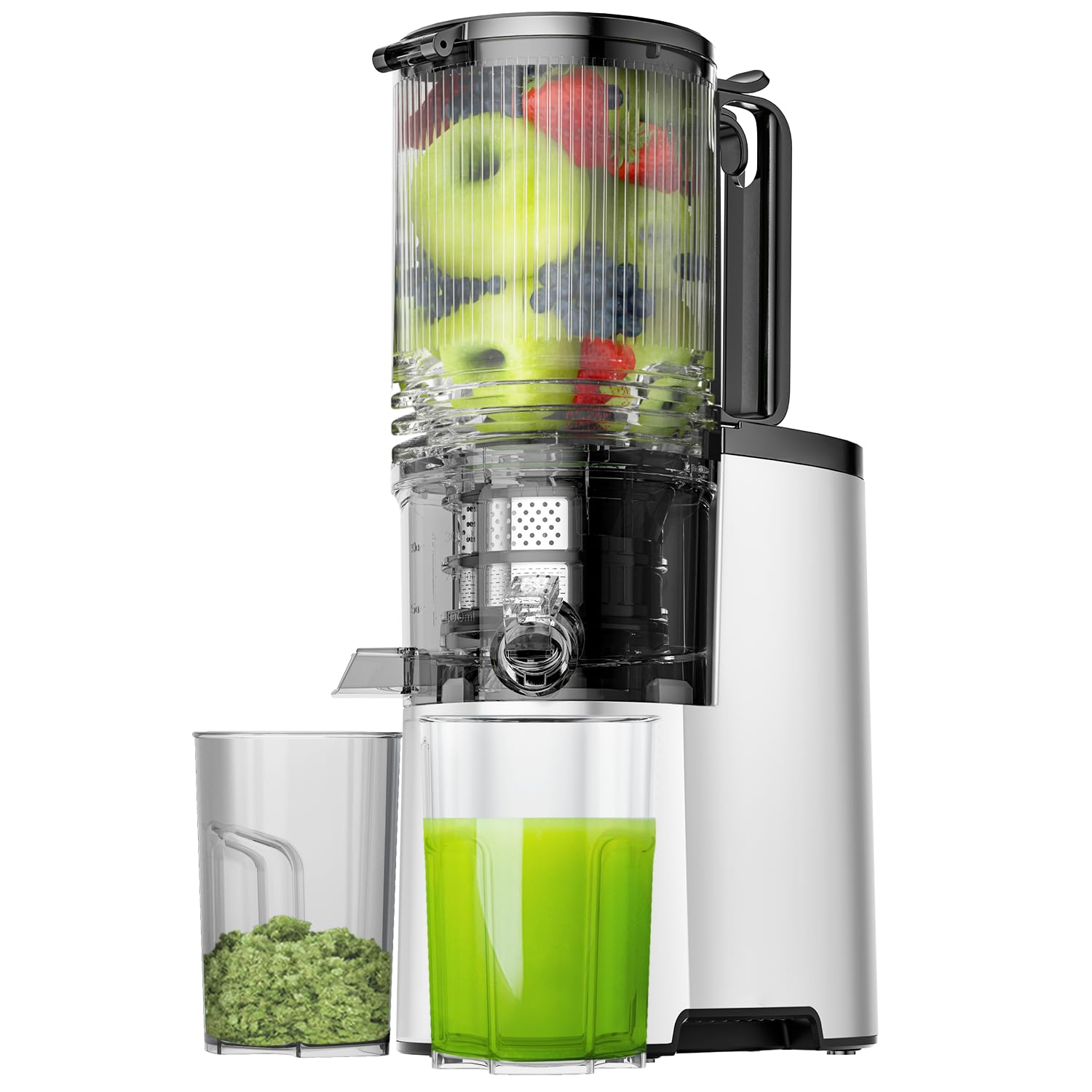 Cold Press Juicer, 400w Slow Juicer Machines with 5.4" Wide Feed Chute, Masticating Juicer with High Juice Yield for Whole Vegetables & Fruits