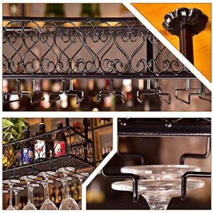 Ceiling Glass Rack Ceiling Hanging Display Rack,Adjustable Height,Industrial Metal Bottle Holder,Stemare Holder,Restaurants/Bars/Home Decorative Storage Shelf