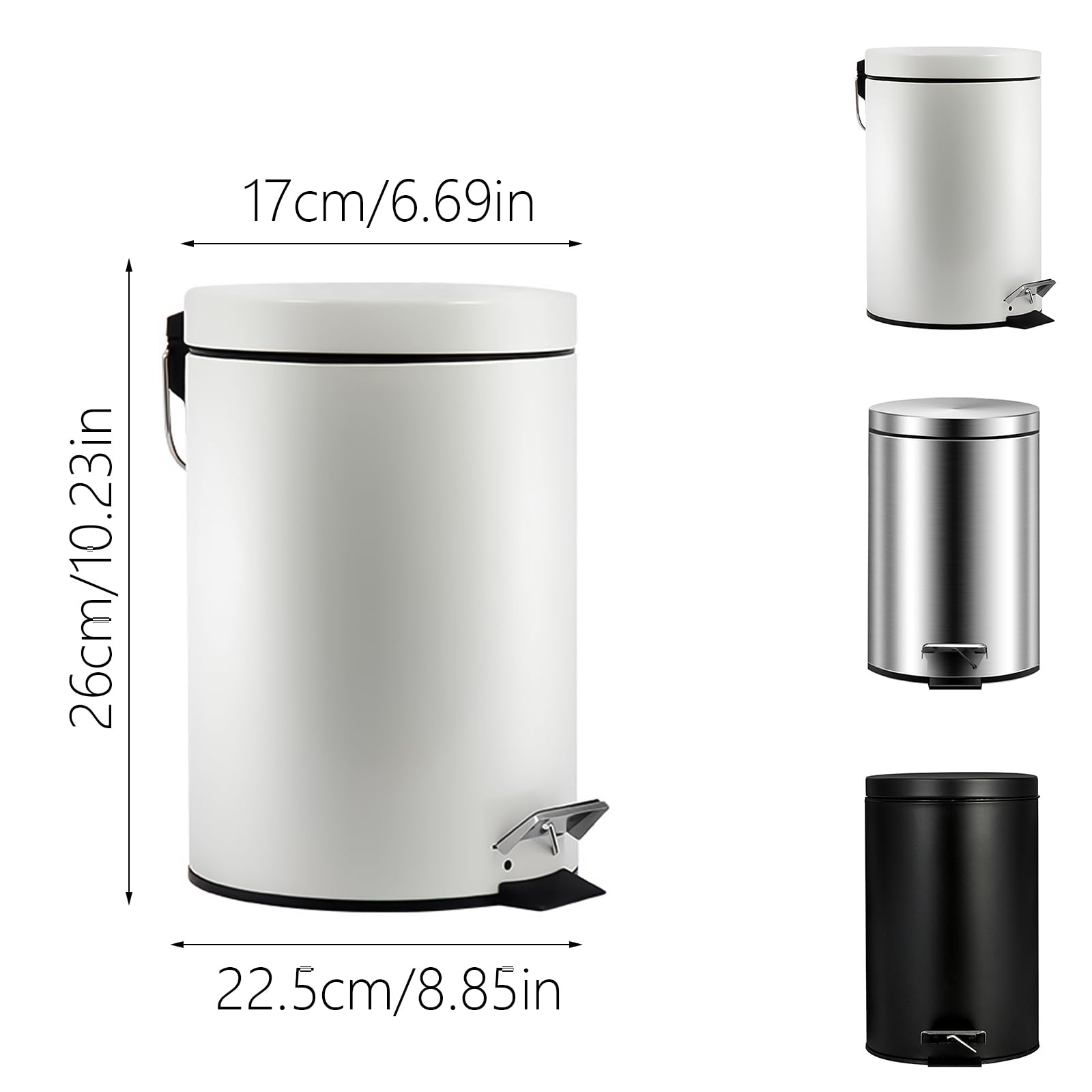 Rubbish Bin 3L Pedal Garbage Small Waste Bin for Home Use Sealed Lid to Lock in Odors