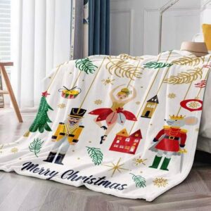 Nutcracker Christmas Throw Blanket Soldier Christmas Blankets for Kids Boys Girls,Ballet Nutcracker Christmas Soft Blanket for Bed Couch Sofa, Christmas Bedroom Decor, 40x50’’