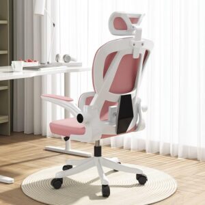 hdhnba office chair high back ergonomic office chair with lumbar support adjustable headrest 3d armrest and lumbar support for home office chair swivel mesh office chair pink chair