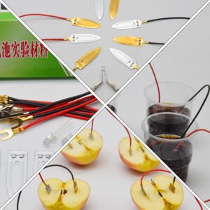 NESTINGHO 2 Sets Fruit Power Generation Experiment Equipment DIY Fruit Battery Materials Lemon Puzzle Toys Electrode Strips Brain Toy Experiments Science Scientific Zinc Electrode Show Metal