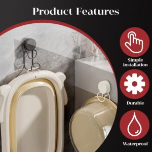 Upgrade Adjustable Light Luxury Washbasin Hook, 2024 New No Drill Suction Cup Hooks, Stainless Steel Waterproof Suction Cup Hooks For Kitchen, Shower, Bathroom, Hanging Washbasin Towels (White, 1PC)