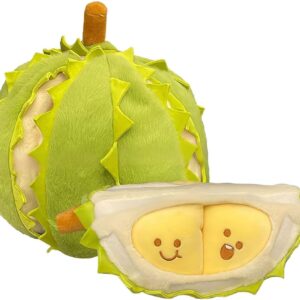 CQJJTKX Creative Detachable Durian Plush Toy, Fruit Durian Plush Toy, Durian Plush Pillow, Cute Peeling Durian Plush Doll, Soft Vivid Fruits Doll Plush,Fruit Plush Toy Gifts for Christmas,Birthday A