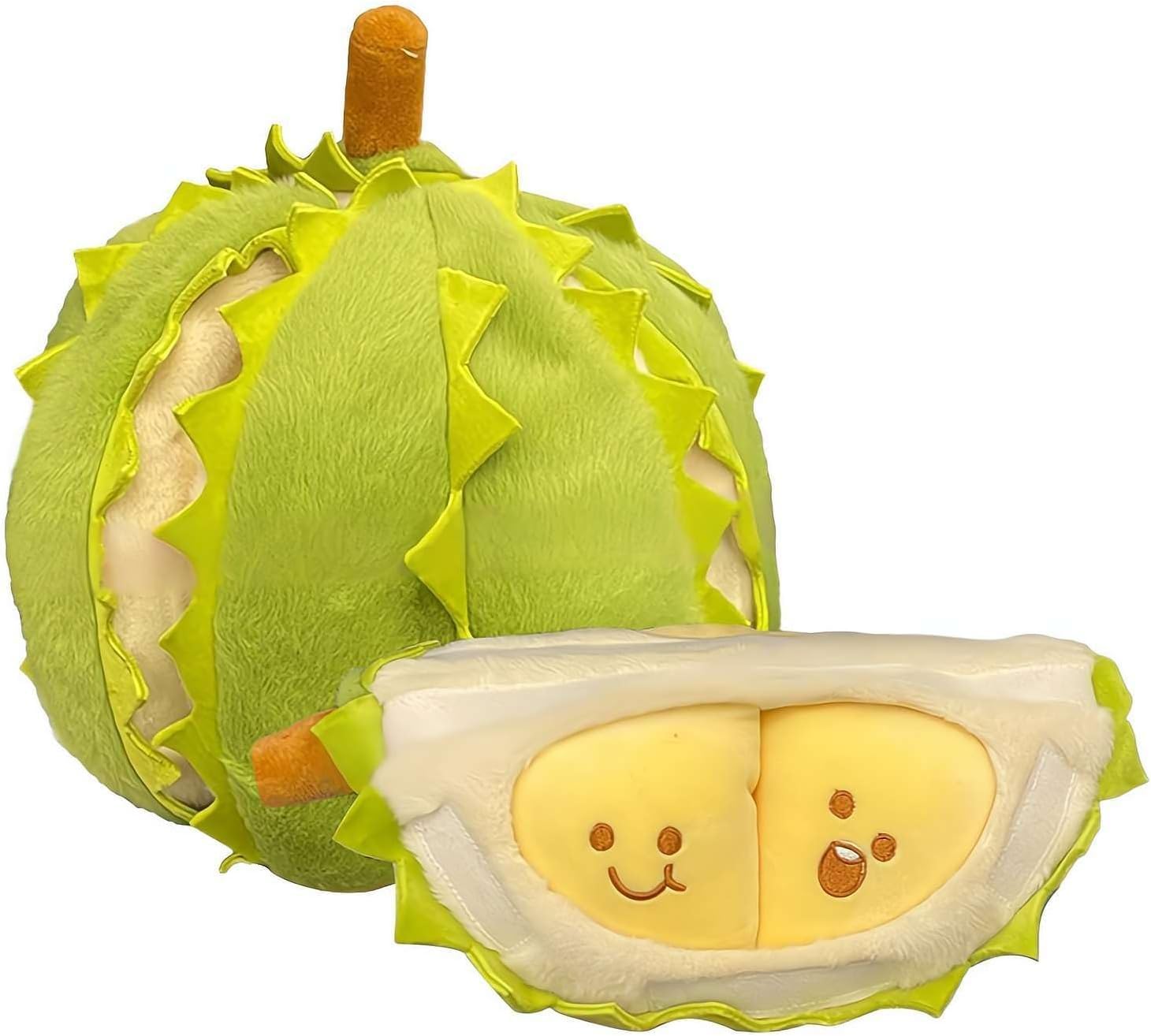 CQJJTKX Creative Detachable Durian Plush Toy, Fruit Durian Plush Toy, Durian Plush Pillow, Cute Peeling Durian Plush Doll, Soft Vivid Fruits Doll Plush,Fruit Plush Toy Gifts for Christmas,Birthday A