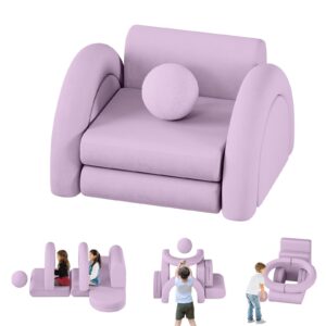 wanan modular kids play couch, 8pcs kids couch with balls and tunnel, kids couch for playroom and bedroom, kids modular couch for playing, creativing, modular couch kids (blueberry)