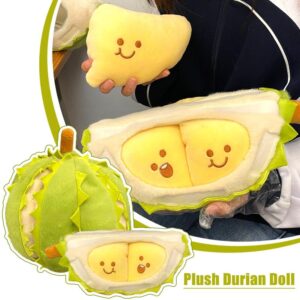 CQJJTKX Creative Detachable Durian Plush Toy, Fruit Durian Plush Toy, Durian Plush Pillow, Cute Peeling Durian Plush Doll, Soft Vivid Fruits Doll Plush,Fruit Plush Toy Gifts for Christmas,Birthday A