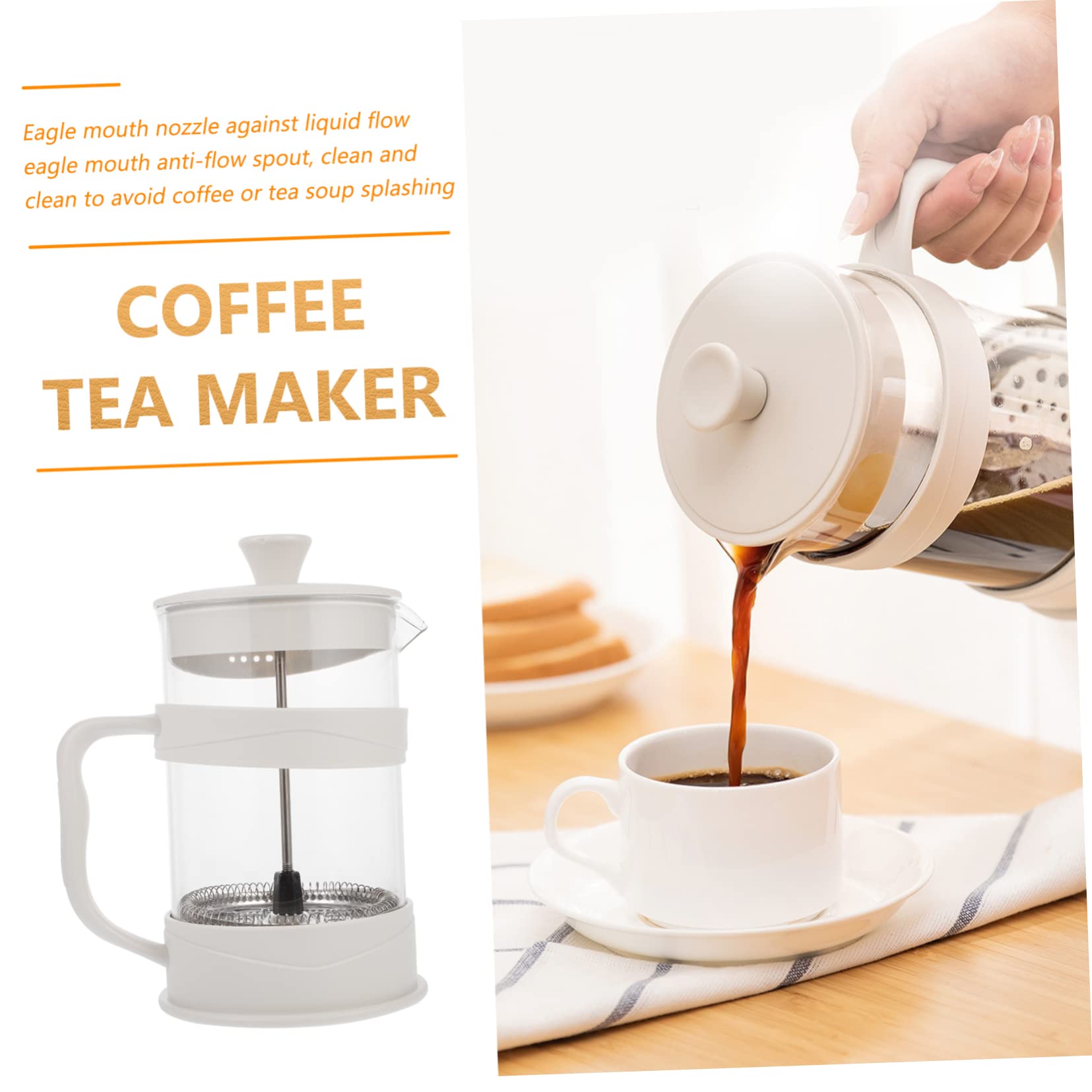 GRADENEVE Coffee Pot Office Coffee Maker Coffee Lover Espresso Press Tea Filter Beverage Pitcher Manual Coffee Maker Water Jug Coffee Machine Maker Drip Coffee Maker White Plastic