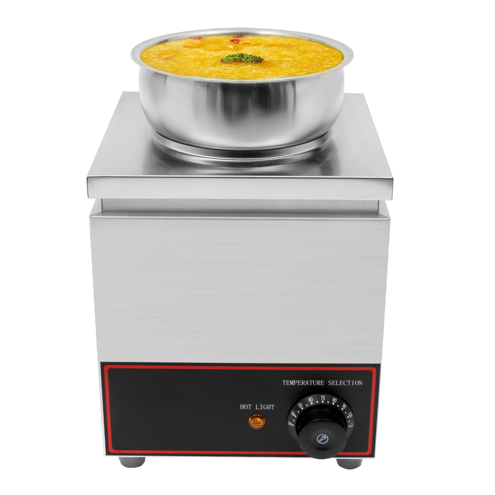 4.23Qt Large Capacity Commercial Food Warmer 150W Electric Soup Warmer Portable Steam Table Food Warmer 86-230°F Adjustable Temperature Stainless Steel Bain Marie Buffet Food Warmer