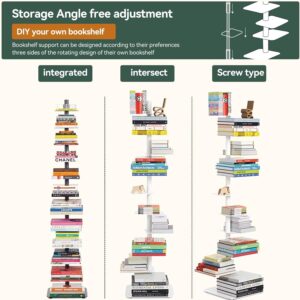 YCHMYYXGS 9 Tier Spine Bookshelf, Rotating Bookshelf, Height-Adjustable Rotating Vertical Spine Book Tower, for Living Room, Bedroom, Study Room, Home Theater, etc (Yellow)