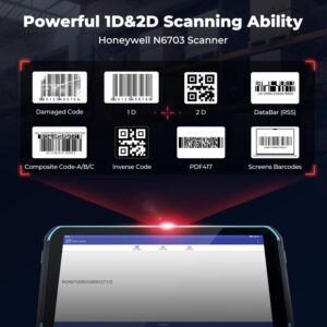 MUNBYN Android Barcode Scanner 082Pro, Android 12 Barcode Scanner, Equipped with Honeywell HS7 Barcode Scanner, and Rugged Tablet Scanner, Android 13 Industrial Tablet, 8" Inventory Tablet, 4GB+64GB