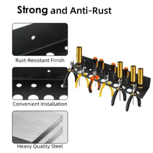 Tool Organizer - Tool Storage | Tool Rack | Screwdrivers Organizer With Multiple Compartments Metal Wall Mounted Pliers Hanger Shelf Screwdrivers Organiser For Workshop, Garage, & Basement Toolshed