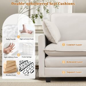 MANBUR Cloud Couch Sectional, Oversized Modular Convertible Sectional Sofa Couch, 2-Seat L Shaped Extra Deep Seat Sofa Couch with Ottoman and Pillows for Living Room, Apartment, Office, White