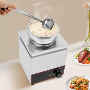 4.23Qt Large Capacity Commercial Food Warmer 150W Electric Soup Warmer Portable Steam Table Food Warmer 86-230°F Adjustable Temperature Stainless Steel Bain Marie Buffet Food Warmer