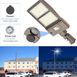 KUKUPPO 480 Volt 400W LED Parking Lot Light 60,000LM, Industrial Grade LED Shoebox Parking Pole Mount Light 5000K IP65 Waterproof Outdoor Commercial Area Lighting with Slip Fitter 277-480VAC