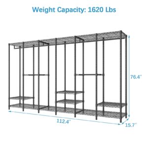 VIPEK V60 Extra Large Portable Closet Rack Heavy Duty Clothing Rack for Hanging Clothes Freestanding Wardrobe Closet, Metal Closet for Bedroom Storage Organizer, Load 1620lbs, Black