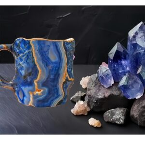 FOTN Mineral Crystal Coffee Mug,2024 New Mineral Crystal Coffee Mugs,Mineral Crystal Coffee Mug 400ml with Handle,Multi-Colored Crystal Mineral Coffee Mug (Blue,1pc)