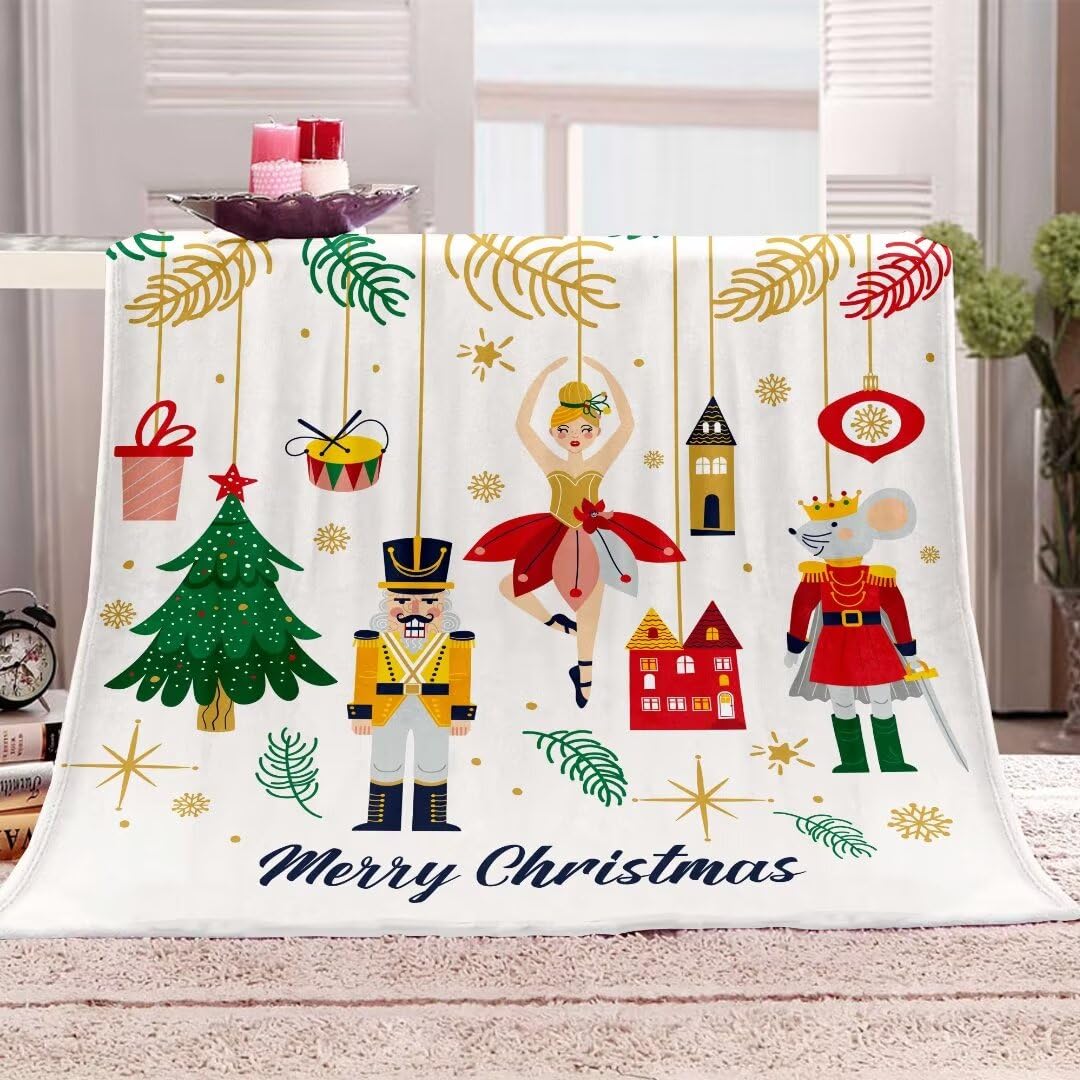 Nutcracker Christmas Throw Blanket Soldier Christmas Blankets for Kids Boys Girls,Ballet Nutcracker Christmas Soft Blanket for Bed Couch Sofa, Christmas Bedroom Decor, 40x50’’