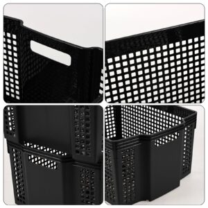 Yarebest 12 Packs Plastic Stacking Baskets, Black Storage Baskets Large