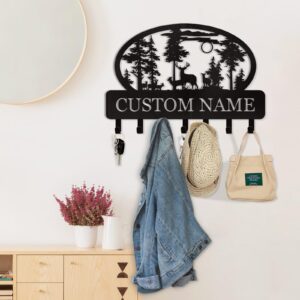 Dyoart Personalized Key Holder for Wall, Custom Metal Deer Cabin Key Hooks with Name, Metal Key Holder Hooks Organizer Rack, Key Hanger Decor for Kitchen, Entryway, Hallway, Office, Doorway