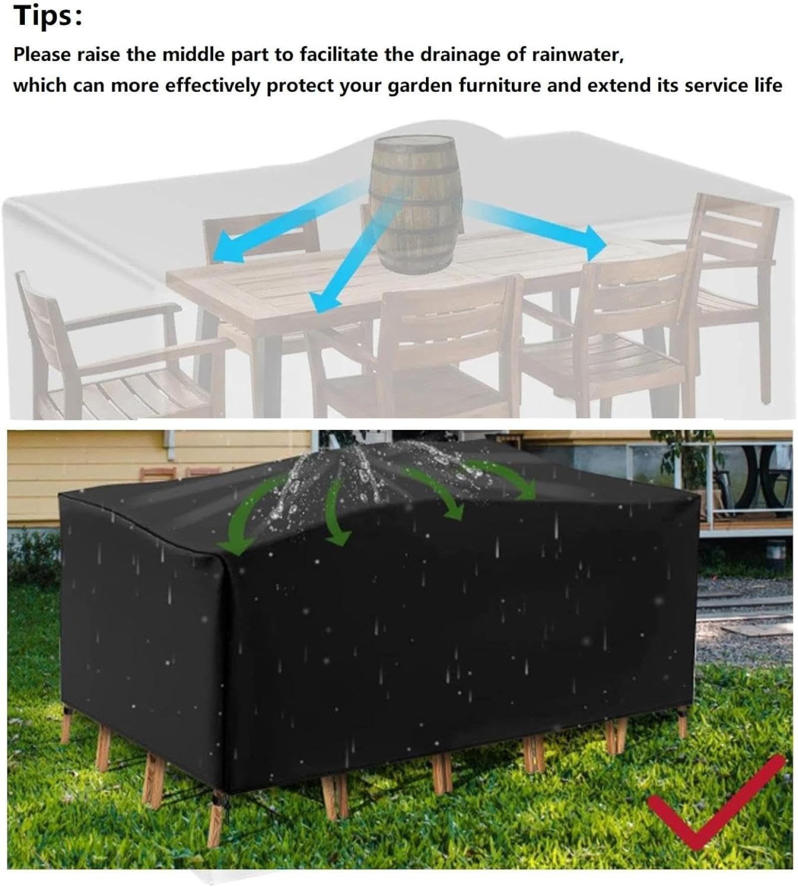 138L x 67W x 33H inches Patio Table Covers for Outdoor Furniture Waterproof, 600D Heavy Duty Sectional Sofa Set Covers Table and Chair Set Covers, No Tears or Fading Winter Patio Furniture Covers