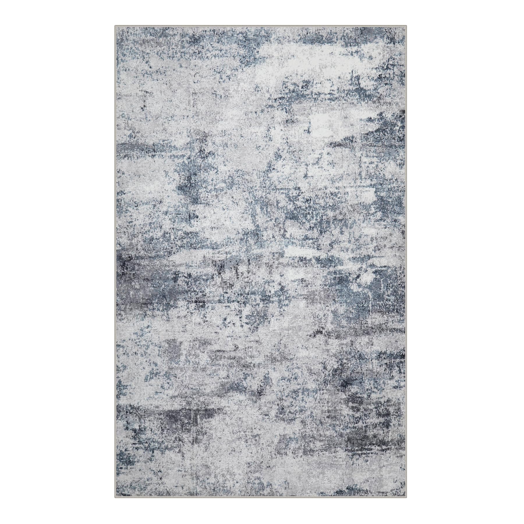 Area Rug for Living Room Rugs: 3x5 Abstract Soft Large Carpet with Low Pile Shaggy Fluffy for Bedroom Dining Room Home Office Indoor Decor Under Kitchen Table Washable - Gray/Blue