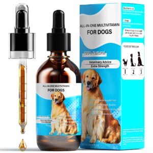 dog vitamins liquid, 13-in-1 dog multivitamin extra strength to improve dog’s digestive & immune, skin & coat, bone & joint health, 60 ml nature dog vitamins and supplements for all age breed size dog