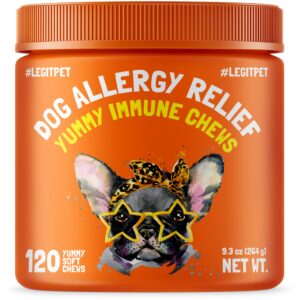 Allergy Relief Chews for Dogs & Immune & Digestive Supplement 120 Soft Treats and Mushroom Complex Treats for Dogs with Reishi Shiitake and Turkey Tail Mushrooms