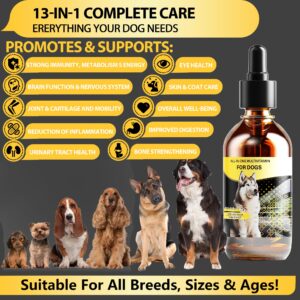 Dog Multivitamin Liquid, 13-In-1 Dog Vitamins Extra Strength to Improve Dog’s Digestive, Immune, Skin, Coat, Bone, Joints Health, 60 Ml Nature Dog Vitamins and Supplements for All Ages Breed Sizes Dog