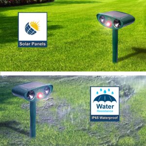 Ultrasonic Animal Repeller, Solar Powered Animal Repellent, Waterproof Animal Deterrent Devices Outdoor Repels Cat, Dog, Fox, Derrent, Rat, etc