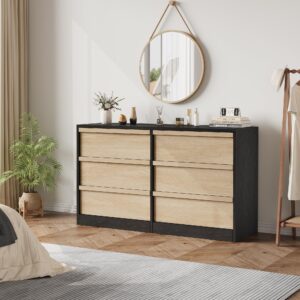 GAOMON 6 Drawer Dresser for Bedroom, Modern Dresser Organizer Storage Chest, Wooden Double Chest of Drawers for Bedroom, Living Room, Nursery