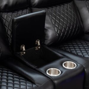 Power Recliner Sofa Sectional Couches with Speaker LED Light Strip Cup Holders Console Table Storage for Home Theater Living Room Office