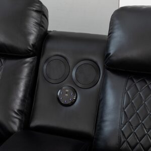 Power Recliner Sofa Sectional Couches with Speaker LED Light Strip Cup Holders Console Table Storage for Home Theater Living Room Office