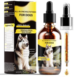 dog multivitamin liquid, 13-in-1 dog vitamins extra strength to improve dog’s digestive, immune, skin, coat, bone, joints health, 60 ml nature dog vitamins and supplements for all ages breed sizes dog