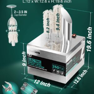 WantJoin Wine Glass Polisher Machine - 3 Brushes 250 Cups/Hour Commercial Electric Automatic Dryer with 304 Stainless Steel, 100% Cotton, 1150W High Power, 140°F Air Drying for Bar Restaurant Kitchen