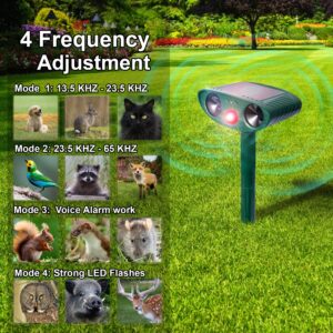 Ultrasonic Animal Repeller, Solar Powered Animal Repellent, Waterproof Animal Deterrent Devices Outdoor Repels Cat, Dog, Fox, Derrent, Rat, etc