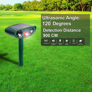 Ultrasonic Animal Repeller, Solar Powered Animal Repellent, Waterproof Animal Deterrent Devices Outdoor Repels Cat, Dog, Fox, Derrent, Rat, etc