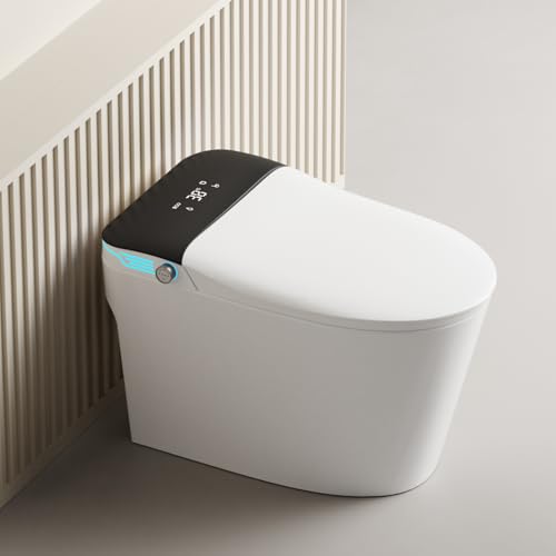 Wekuku Smart Toilet With Voice Control And Bubble Shield, Heated Bidet Seat, Smart Toilet With Bidet Built In Auto Open & Close, Bidet Toilet With Dryer And Warm Water, Tankless Toilet In 1.28gpf,