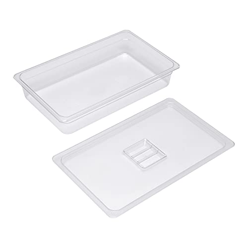 6 Pcs Food Pans with Lid, 4" Deep Commercial Hotel Pans, Clear Polycarbonate Food Storage Containers for Kitchen Restaurant Fruits Vegetables