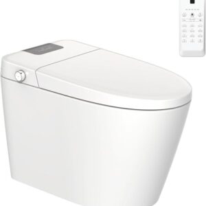 Wekuku Smart Toilet Bidet Combo With Foot Sensor Open Cover/Seat, Led Display, Self-cleaning Nozzle, Heated Seat, Night Light, Knob Control, Power Outage Flushing, Soft Close, Auto Flush, With