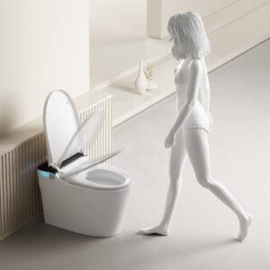 Wekuku Smart Toilet With Voice Control And Bubble Shield, Heated Bidet Seat, Smart Toilet With Bidet Built In Auto Open & Close, Bidet Toilet With Dryer And Warm Water, Tankless Toilet In 1.28gpf,