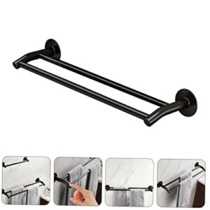 BUGUUYO 1pc Double Bar Towel Rack Kitchen Towel Bar Over The Door Towel Rack Dual-Pole Rag Rack Multi Purpose Hanger Towel Organizer Holder Towel Hanger Cabinet Rack Black Aluminum Alloy