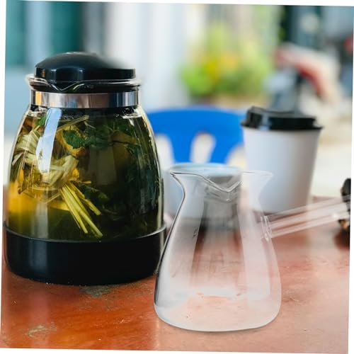 CRAFTHROU Transparent Glass Coffee Pot Coffee Warmer Milk Pitcher Cup Tea Creamer Pitcher Instant Decaf Coffee Beans Stovetop Tea Maker Pan Sauce Jugs Espresso Cups Glass Creamer Container