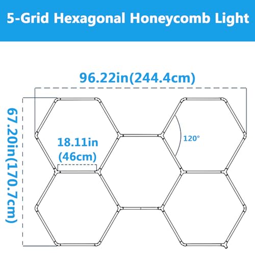 DHXYHQY Hexagon Led Garage Lights, 5 Grid Ultrabright Led Garage Light Car Detailing Ceiling Light, 168W 6500K Hexagon Honeycomb Shop Lights for Warehouse Workshop Gym Basement Office